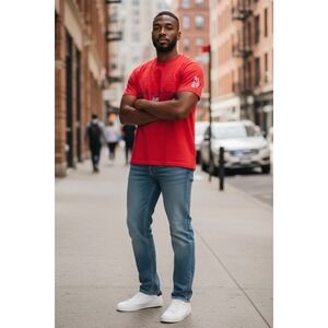 Polo Jeans Ralph Lauren Mens Red Graphic T Shirt Size XL Americana Preppy